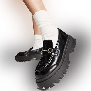 ASOS Design Miller Chunky Black Loafers Womens Size 7